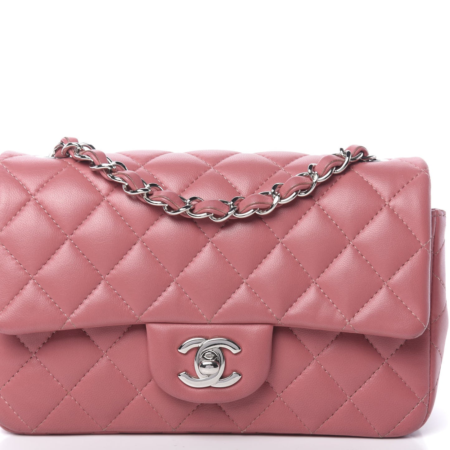 Lambskin Quilted Mini Rectangular Flap Pink