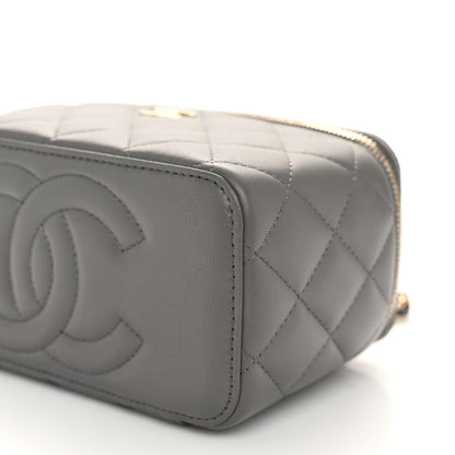 Chanel Lambskin Quilted Small Top Handle Vanity Case With Chain Dark Grey 10 of 12