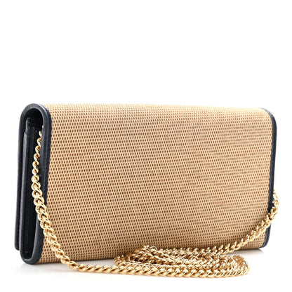 Gucci Vintage Rice Canvas Plutone Calfskin Small Horsebit 1955 Wallet On Chain Beige Blue 3 of 11