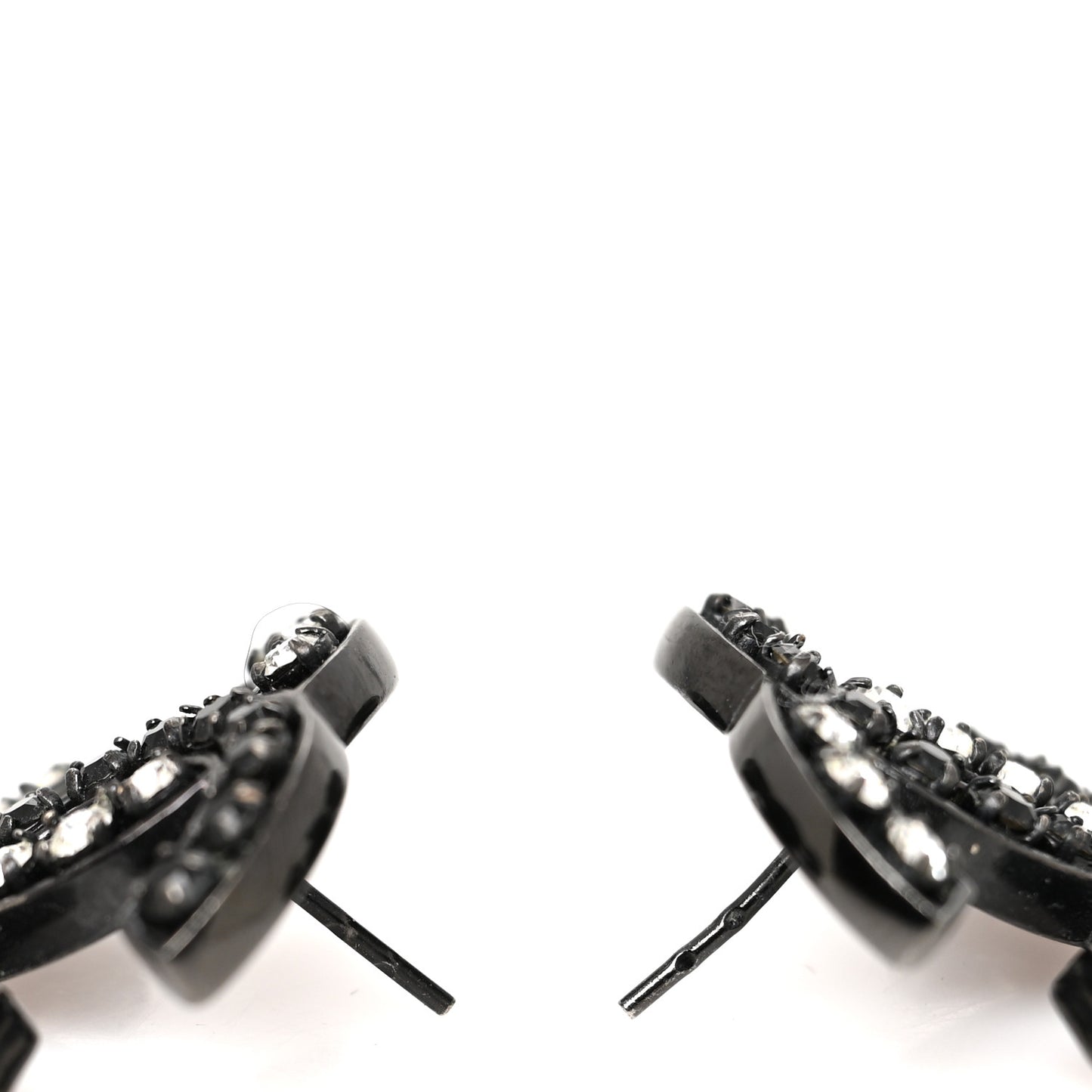 Crystal CC Earrings Black Silver
