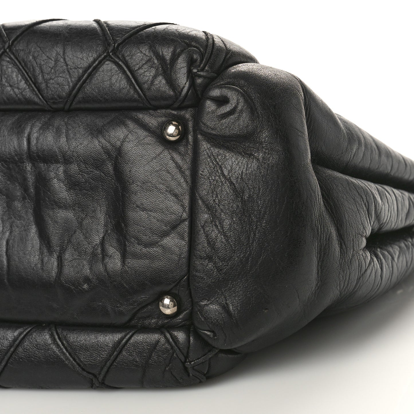 Lambskin Quilted Giant CC Accordion Shoulder Bag Black