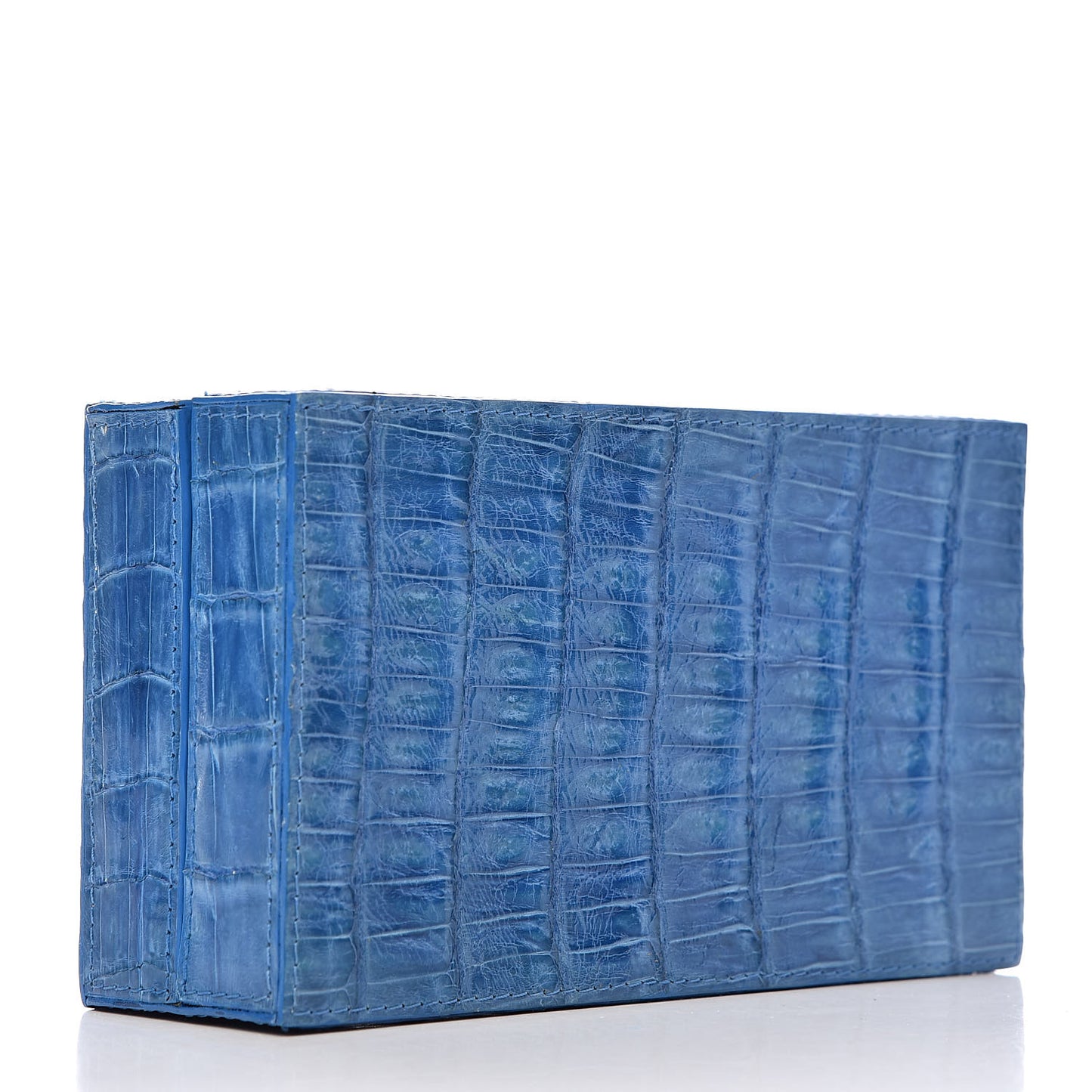 Crocodile Box Clutch Blue