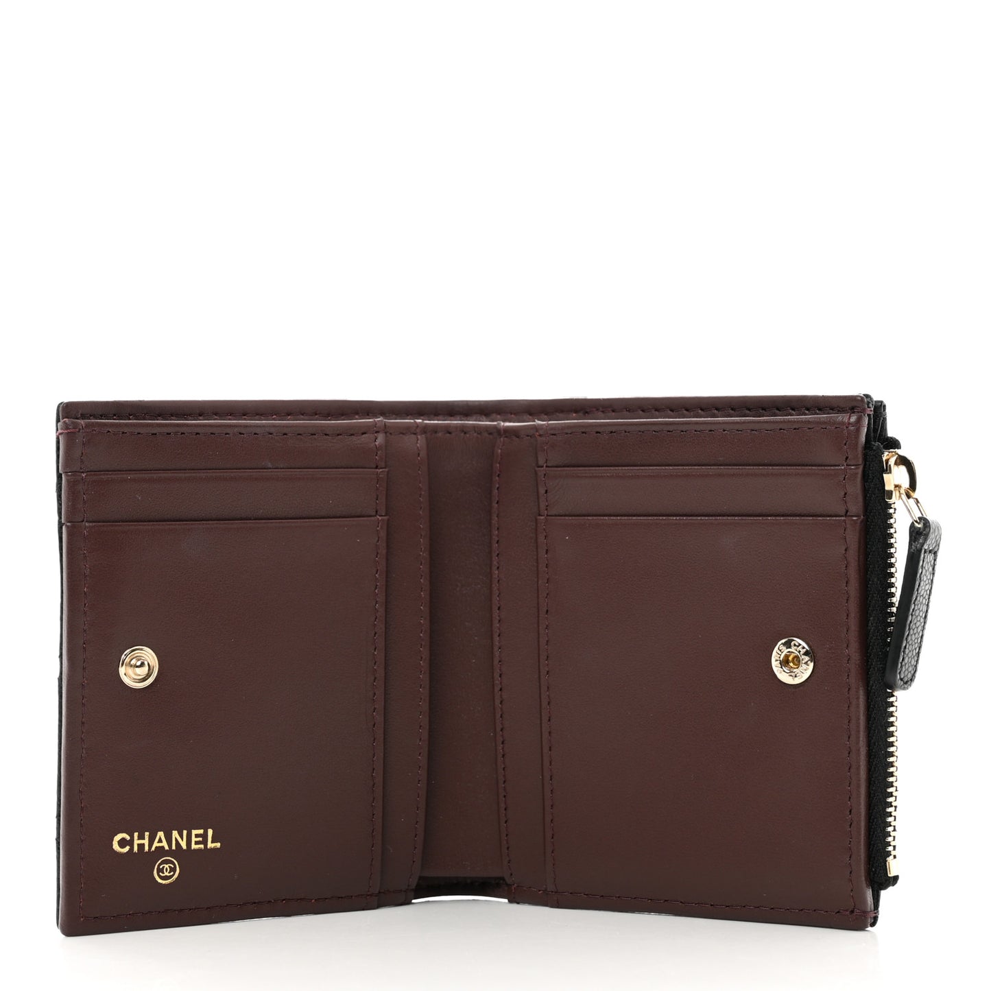 Caviar Quilted CC Zip Compact Wallet Black