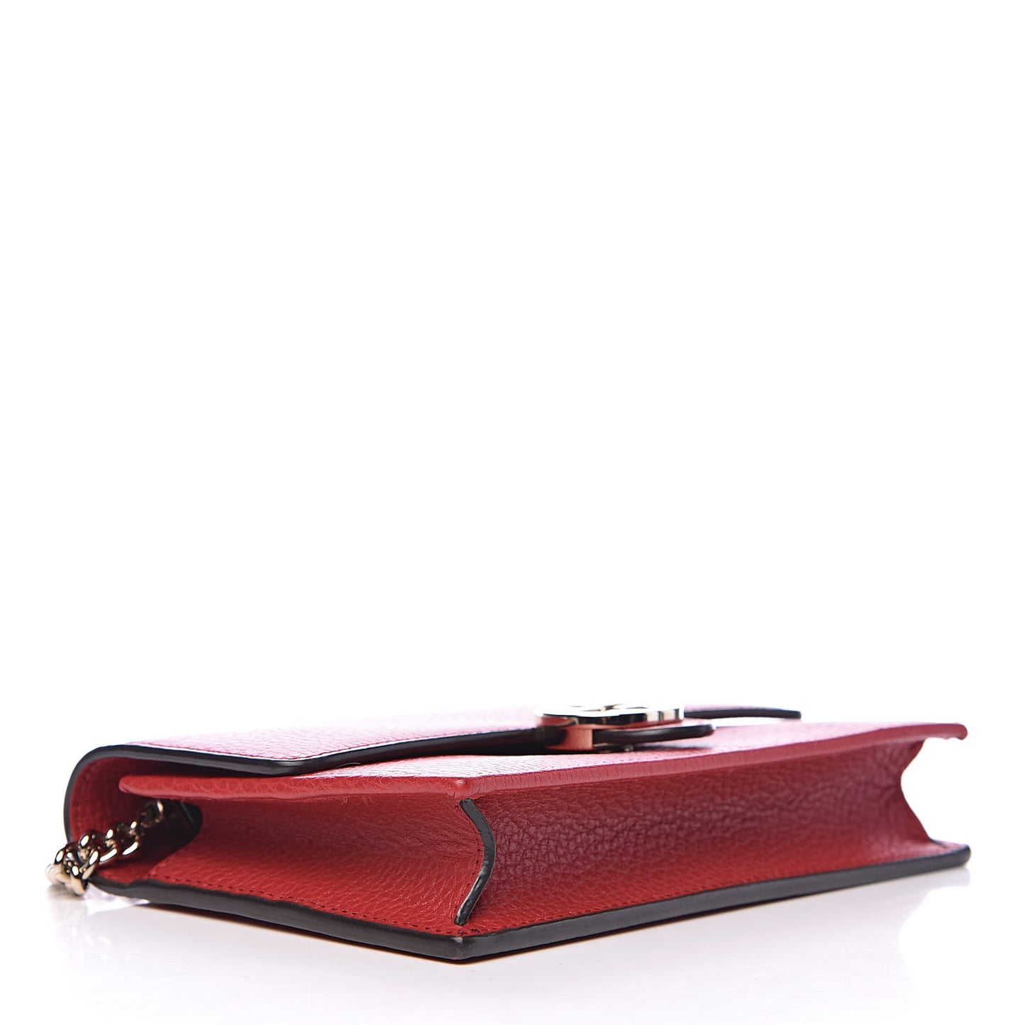 Dollar Calfskin Interlocking G Chain Wallet Red