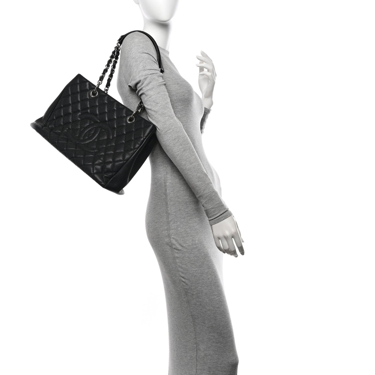 Caviar Quilted Grand Shopping Tote GST Black
