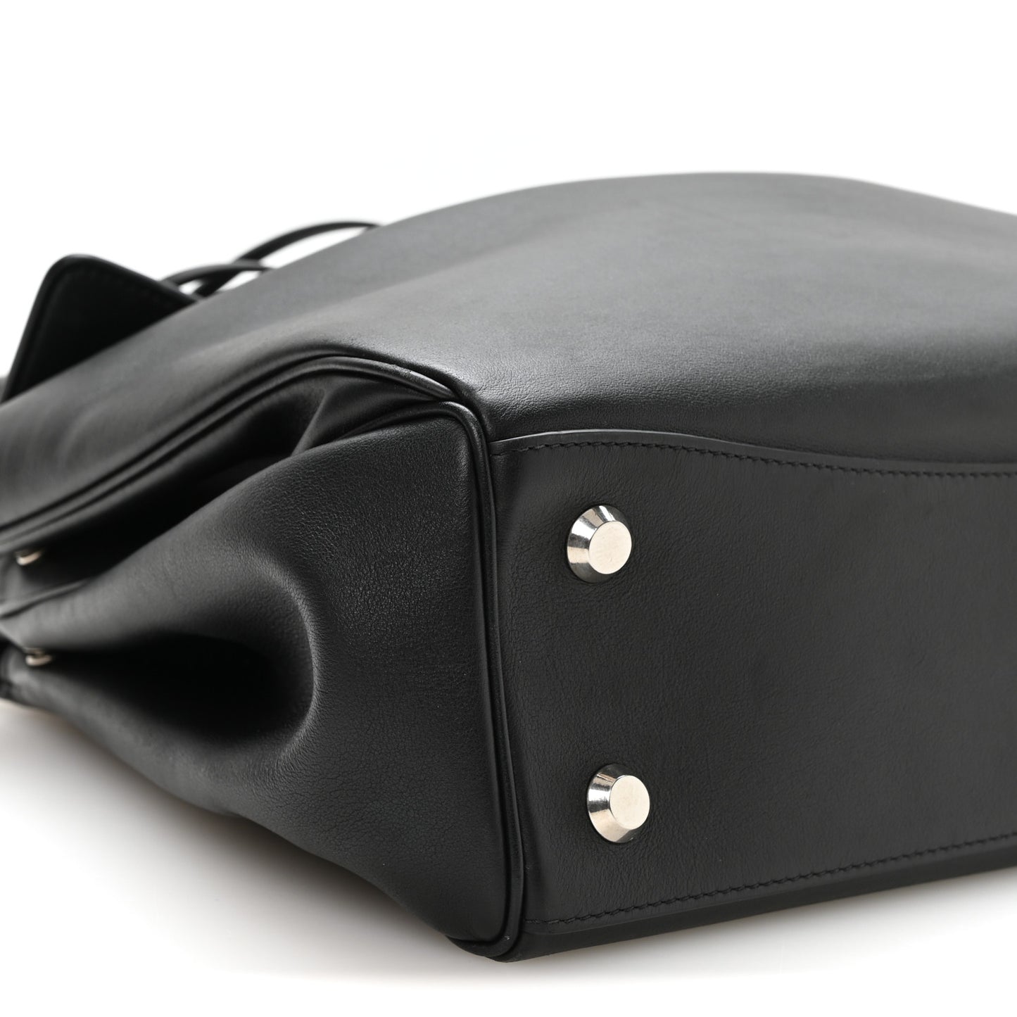 Natural Smooth Calfskin Medium Rodeo Top Handle Handbag Black Black