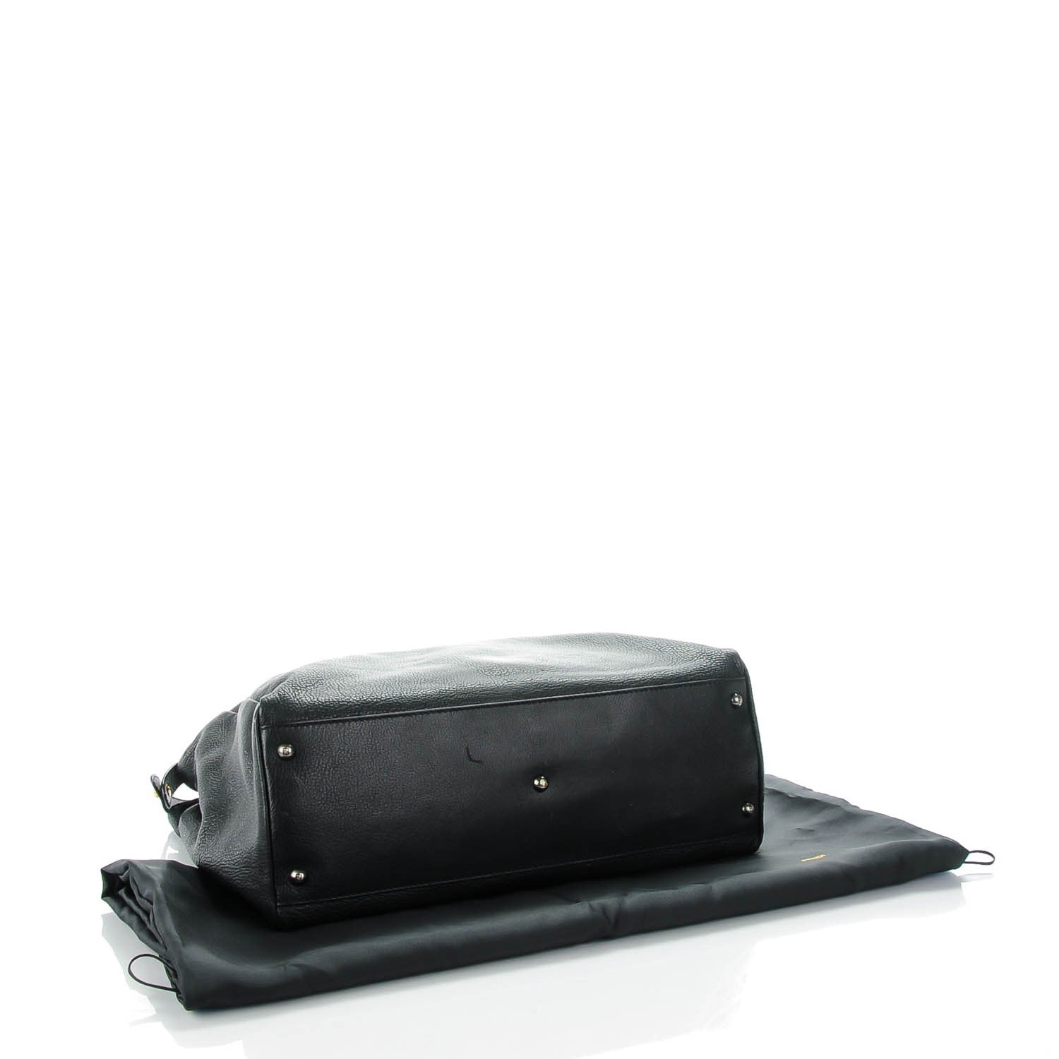 Fendi Goatskin Zucca Large Peekaboo Iconic Satchel Black Tobacco 5 of 9
