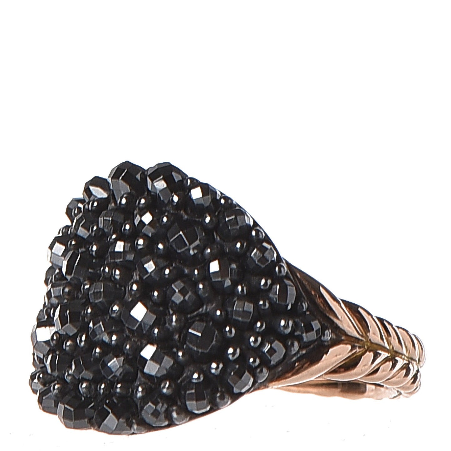 Sterling Silver 18K Rose Gold Hematine Osetra Ring 56 3.75