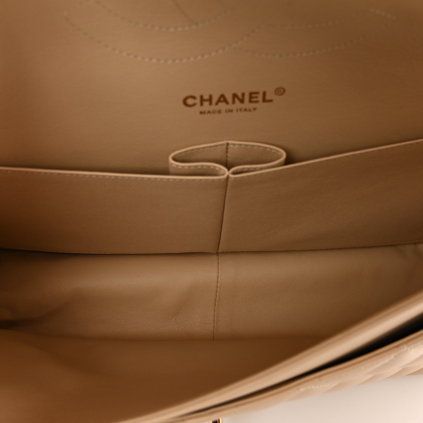 Lambskin Quilted Jumbo Double Flap Beige Clair