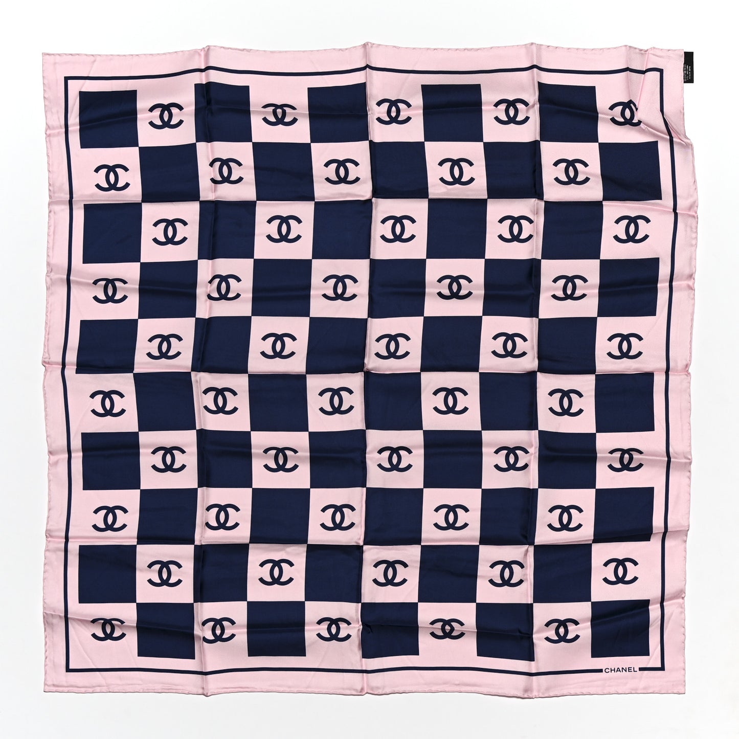 Silk CC Checkered Square Scarf