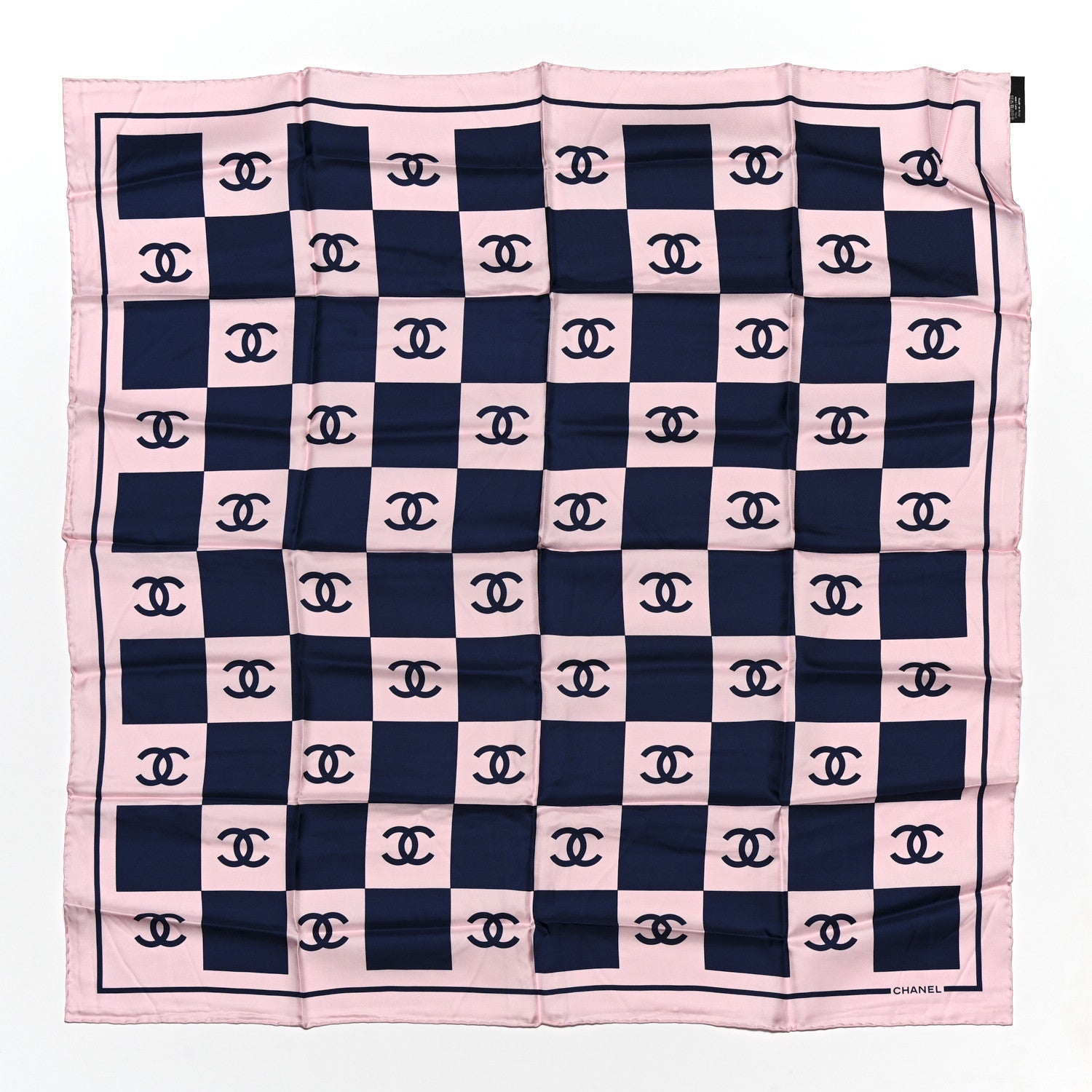 Chanel Silk CC Checkered Square Scarf 1 of 4