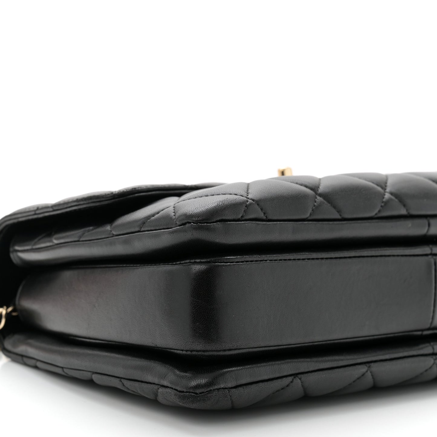 Lambskin Quilted Medium Trendy CC Flap Dual Handle Bag Black