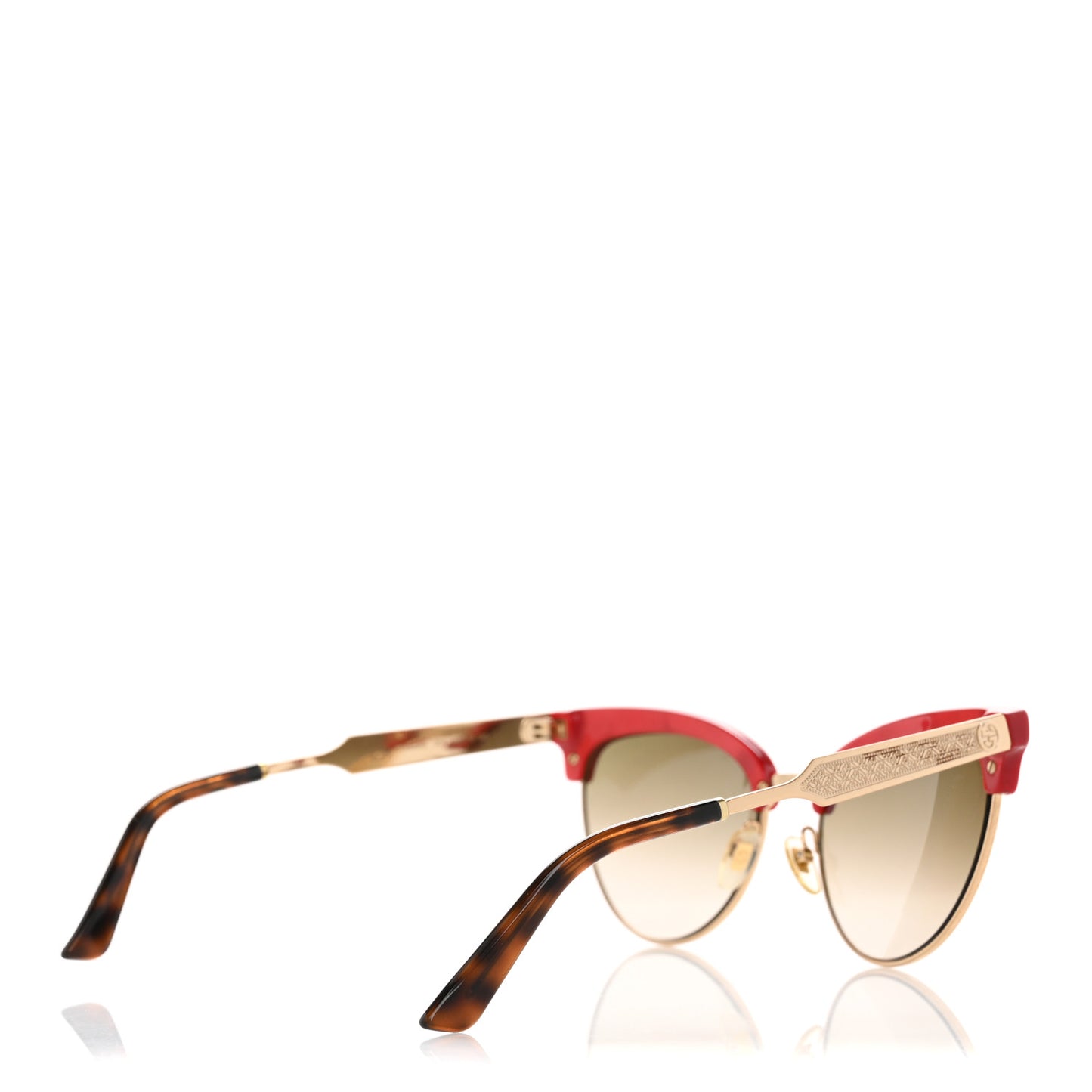 Acetate Damascato Cat Eye Sunglasses GG0055S Red Gold