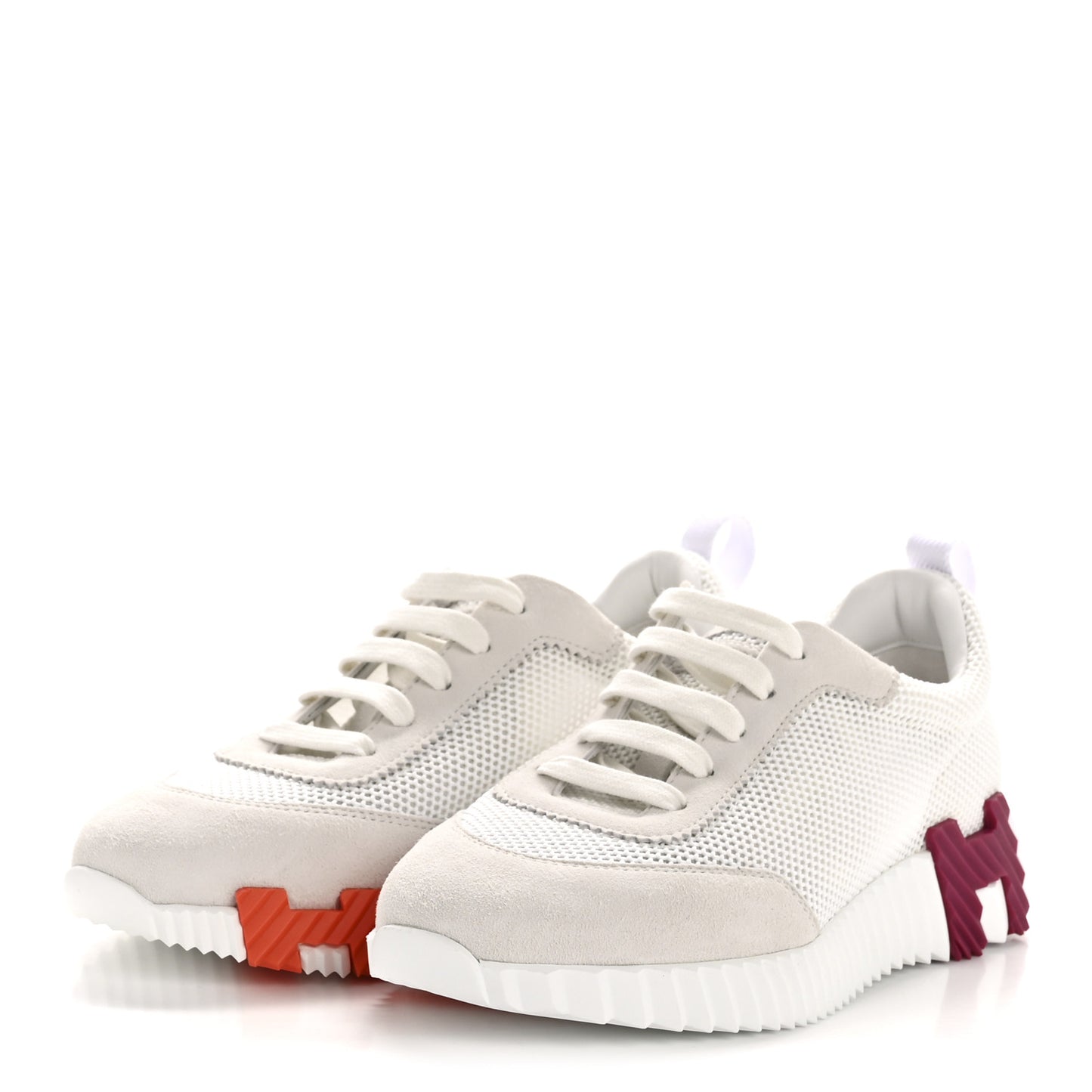 Air Mesh Suede Goatskin Bouncing Sneakers 37 White Orange Pink