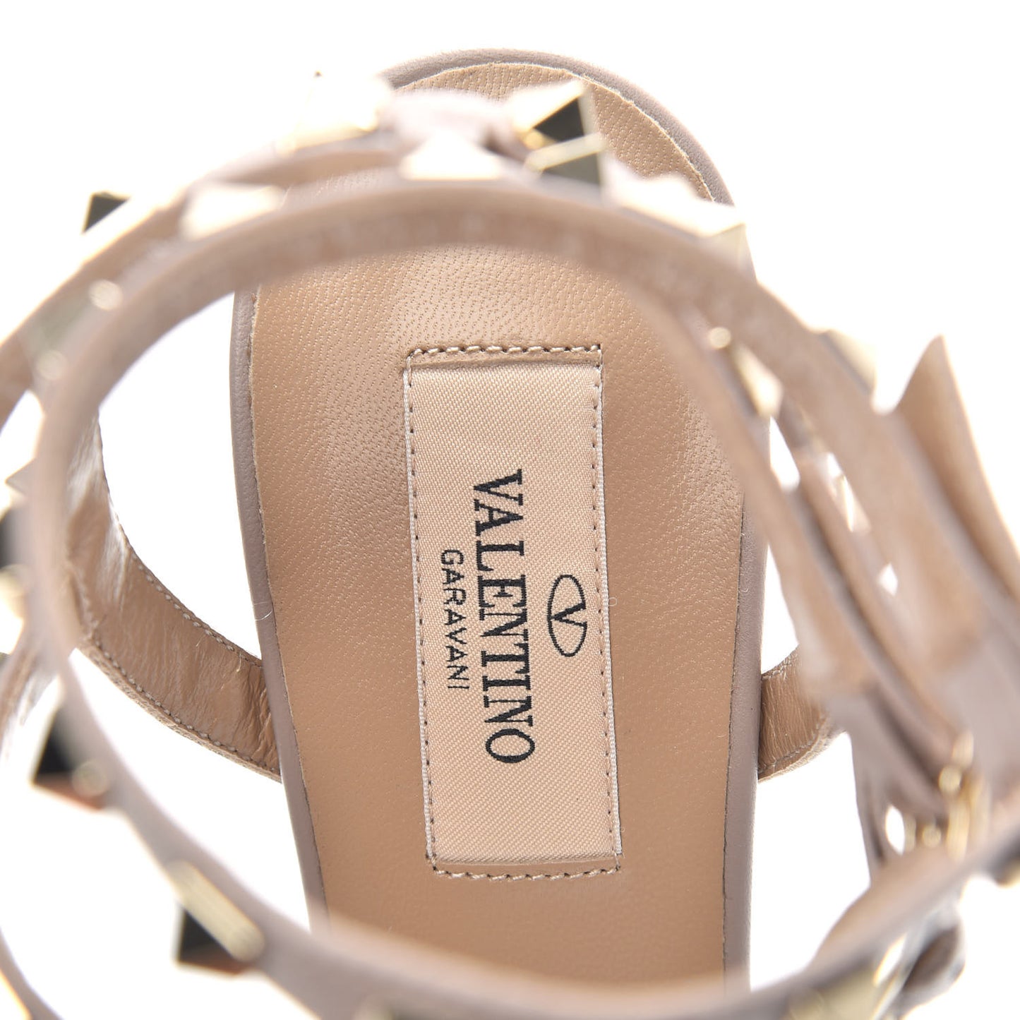 Patent Nappa Rockstud Ankle Strap 65mm Pumps 37.5 Poudre