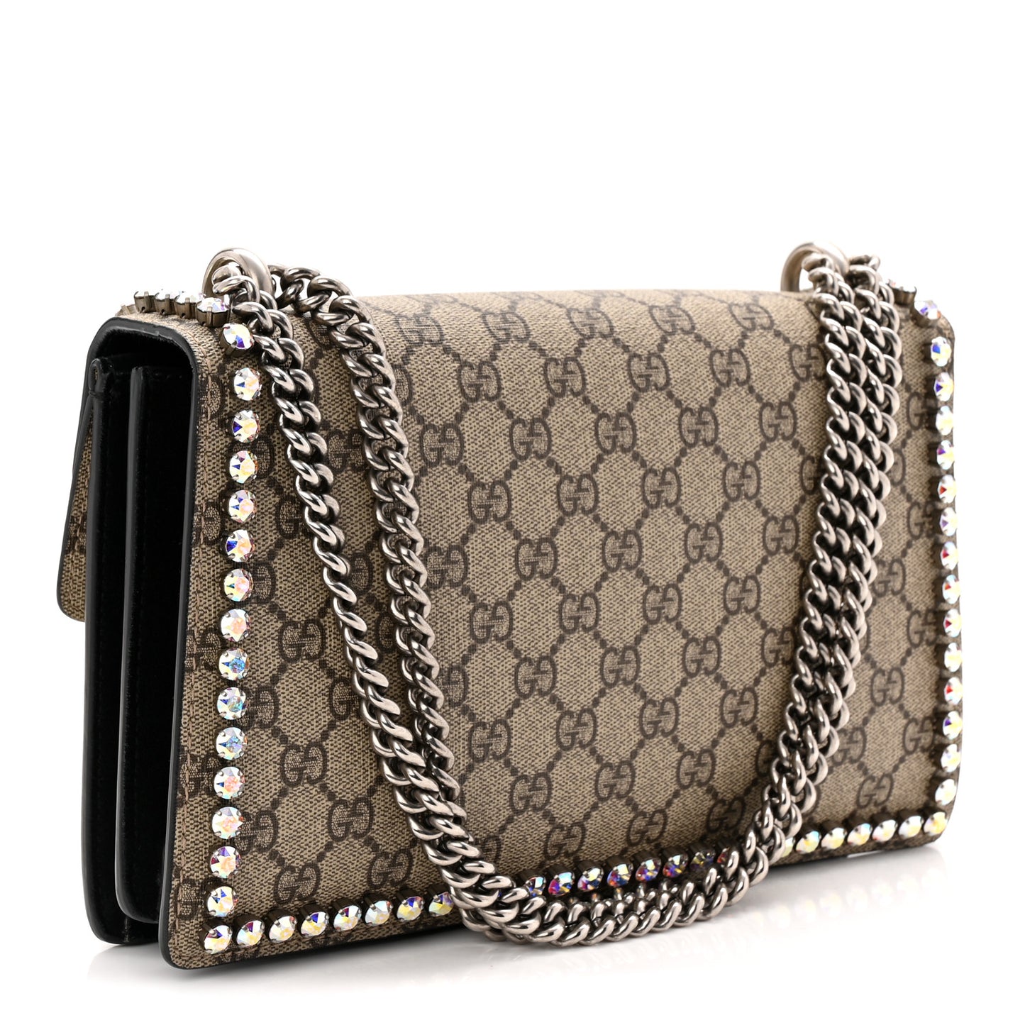 GG Supreme Monogram Crystal Small Dionysus Shoulder Bag Black