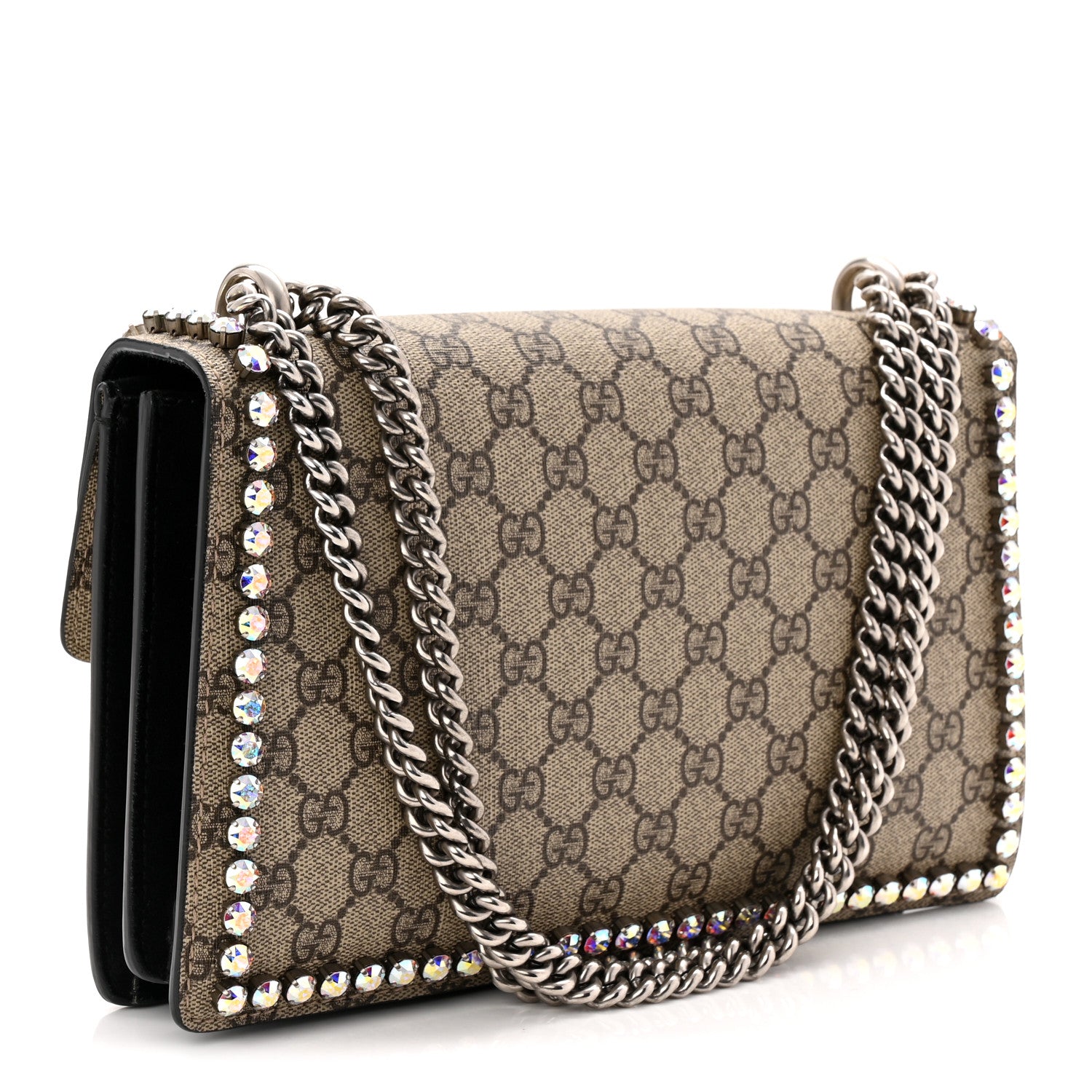 Gucci GG Supreme Monogram Crystal Small Dionysus Shoulder Bag Black 3 of 10