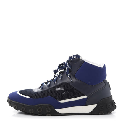 Chanel Calfskin Mesh Lycra Womens Logo High Top Sneakers 36.5 Blue 1 of 10