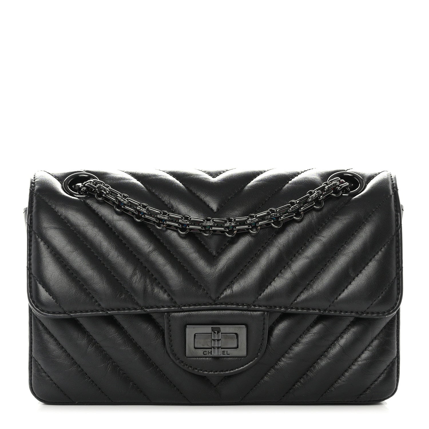 Chanel Aged Calfskin Chevron Quilted 2.55 Reissue Mini Flap So Black 1 of 11