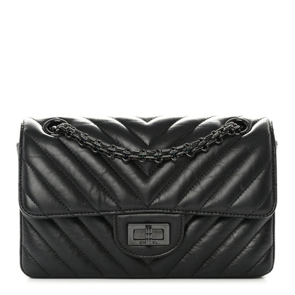 Chanel Aged Calfskin Chevron Quilted 2.55 Reissue Mini Flap So Black 1 of 11