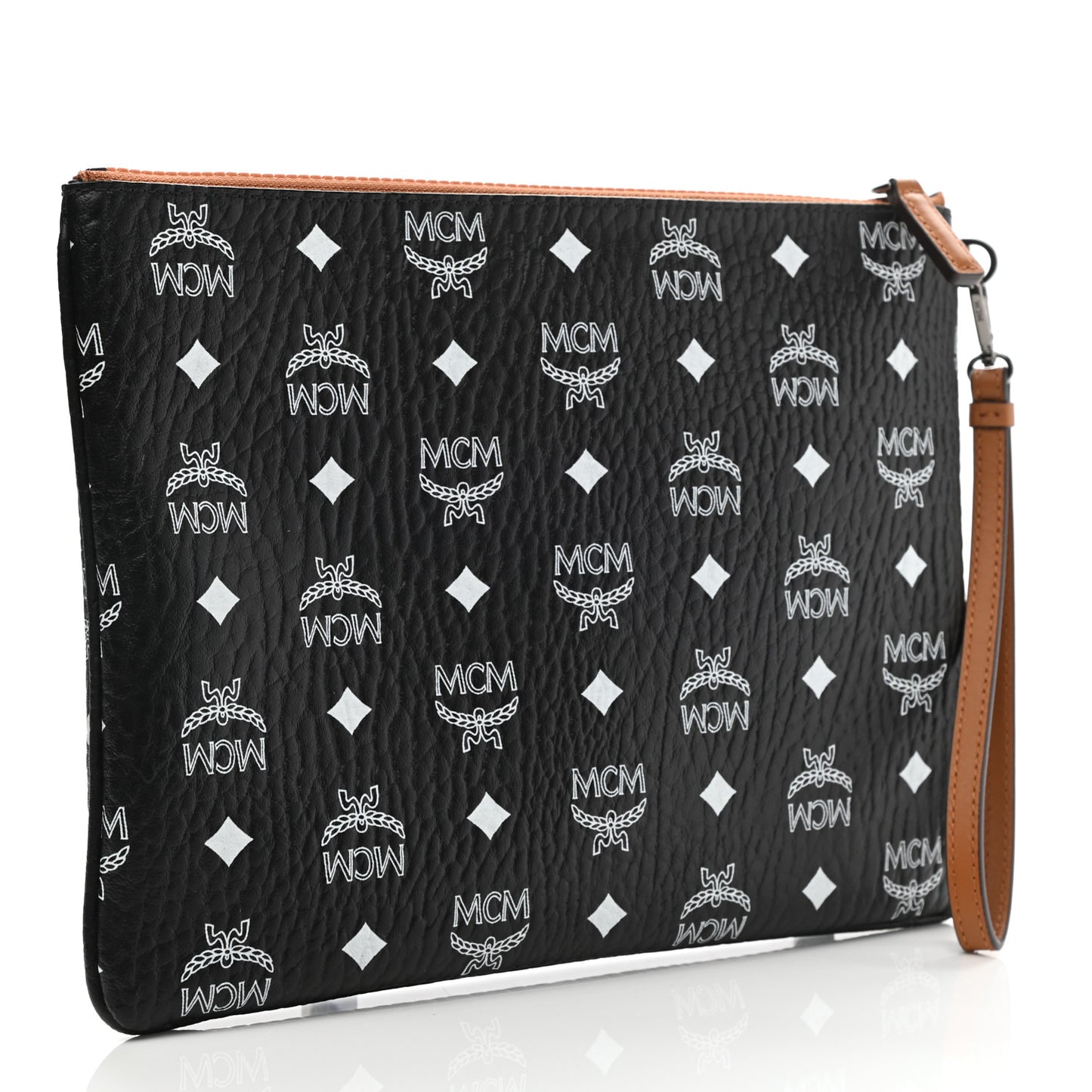 Visetos Medium Stark Wristlet Pouch Black Cognac