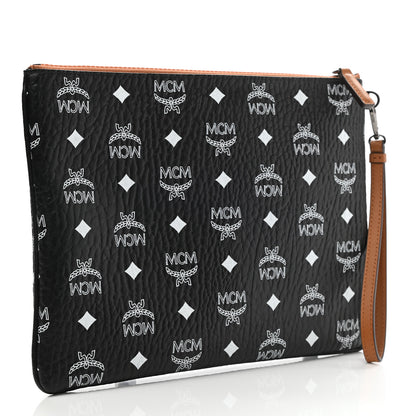 MCM Visetos Medium Stark Wristlet Pouch Black Cognac 3 of 8