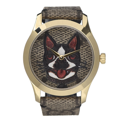 Gucci Stainless Steel Canvas 38mm G-Timeless GG Supreme Bosco Quartz Watch Brown 1 of 8