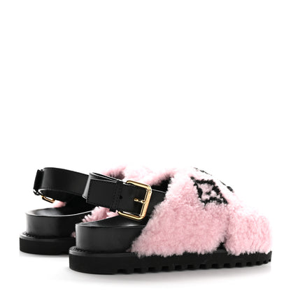 Louis Vuitton Shearling Paseo Sandals 36 Pink 4 of 9