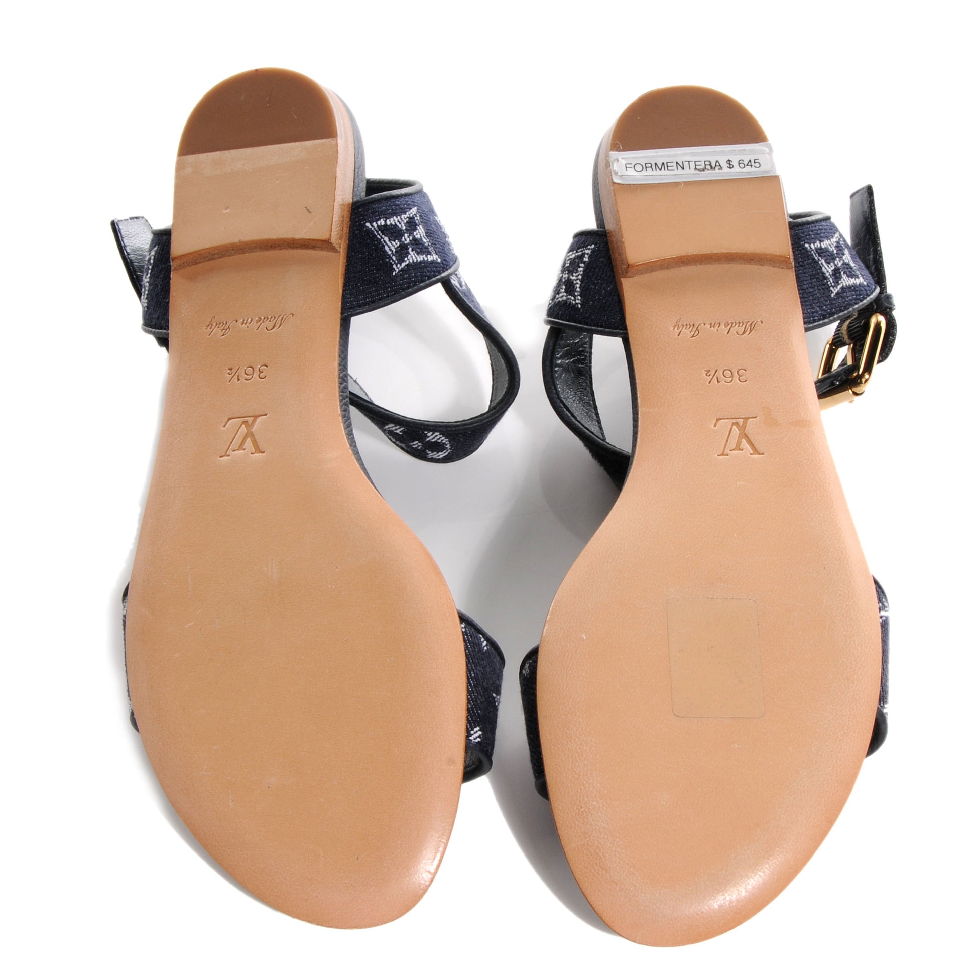 Louis Vuitton Denim Monogram Formentera Flat Sandals 36.5 Blue 5 of 7