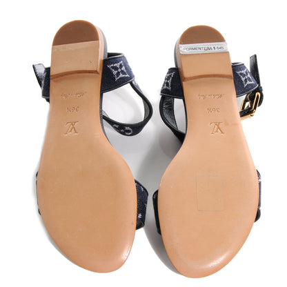 Louis Vuitton Denim Monogram Formentera Flat Sandals 36.5 Blue 5 of 7