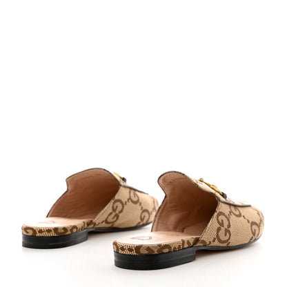 Gucci Monogram Jumbo GG Malaga Kid Womens Princetown Slippers 39 Camel Ebony New Acero Beige 5 of 9