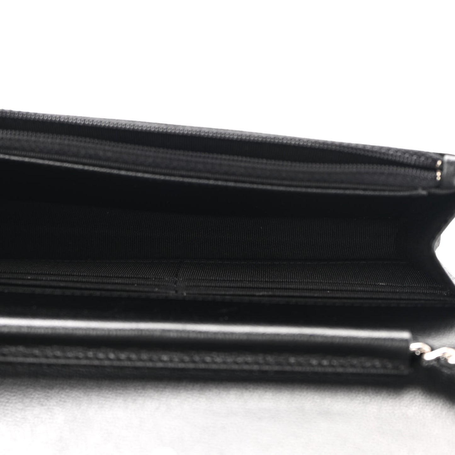 Grained Calfskin Quilted CC Box Wallet On Chain WOC Black