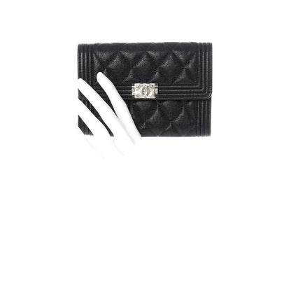 Chanel Caviar Quilted Medium Boy Flap Wallet Black 2 of 9