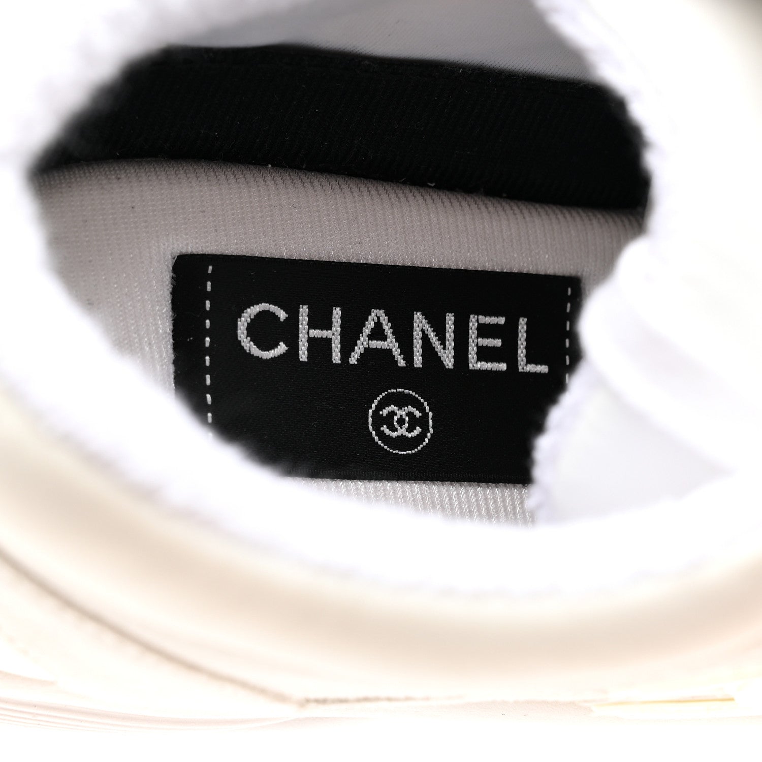 Chanel Suede Calfskin Fabric CC Sneakers 37.5 White 6 of 9
