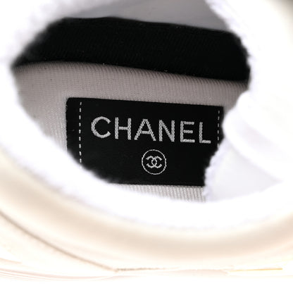 Chanel Suede Calfskin Fabric CC Sneakers 37.5 White 6 of 9