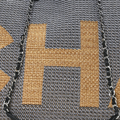 Chanel Mixed Fibers Large Shopping Bag Blue Beige 8 of 10