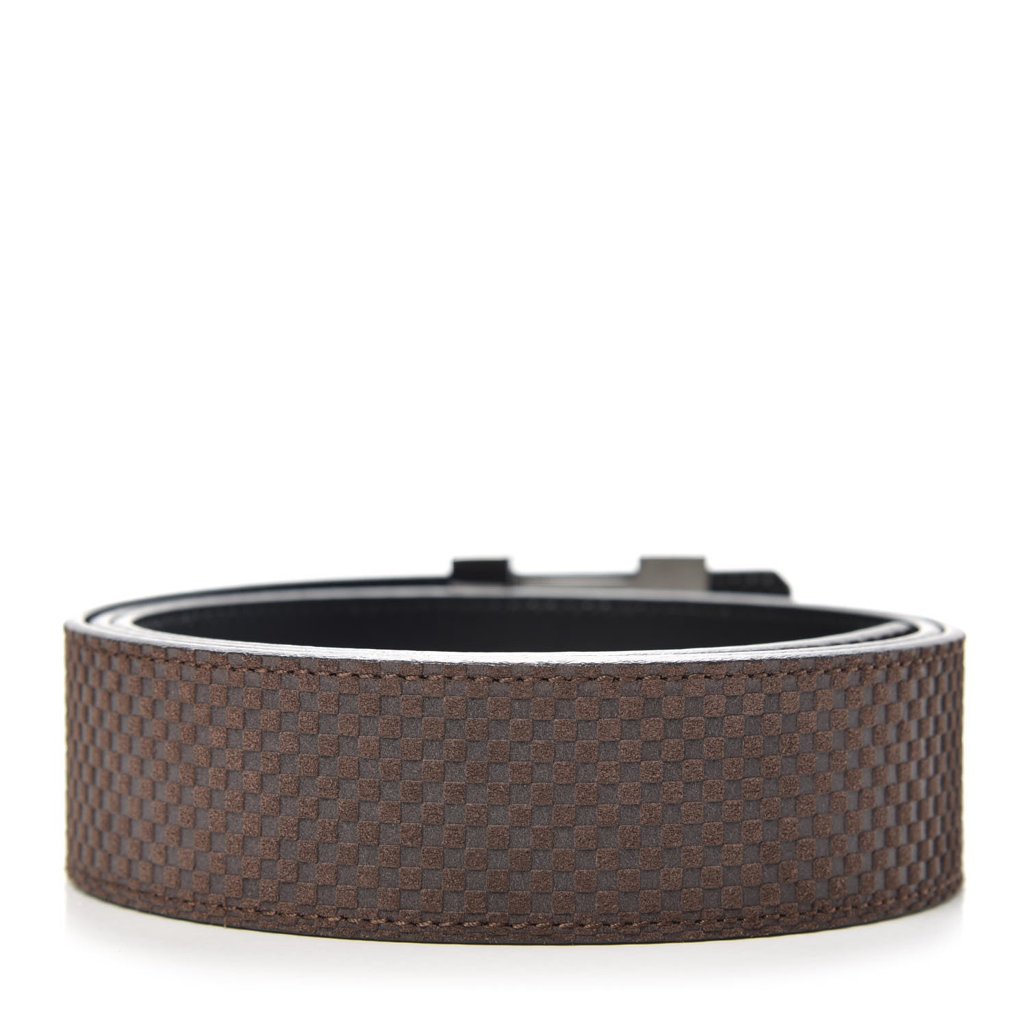 Louis Vuitton Suede Calfskin Mini Damier 40mm LV Initiales Belt 100 40 Moka 2 of 6