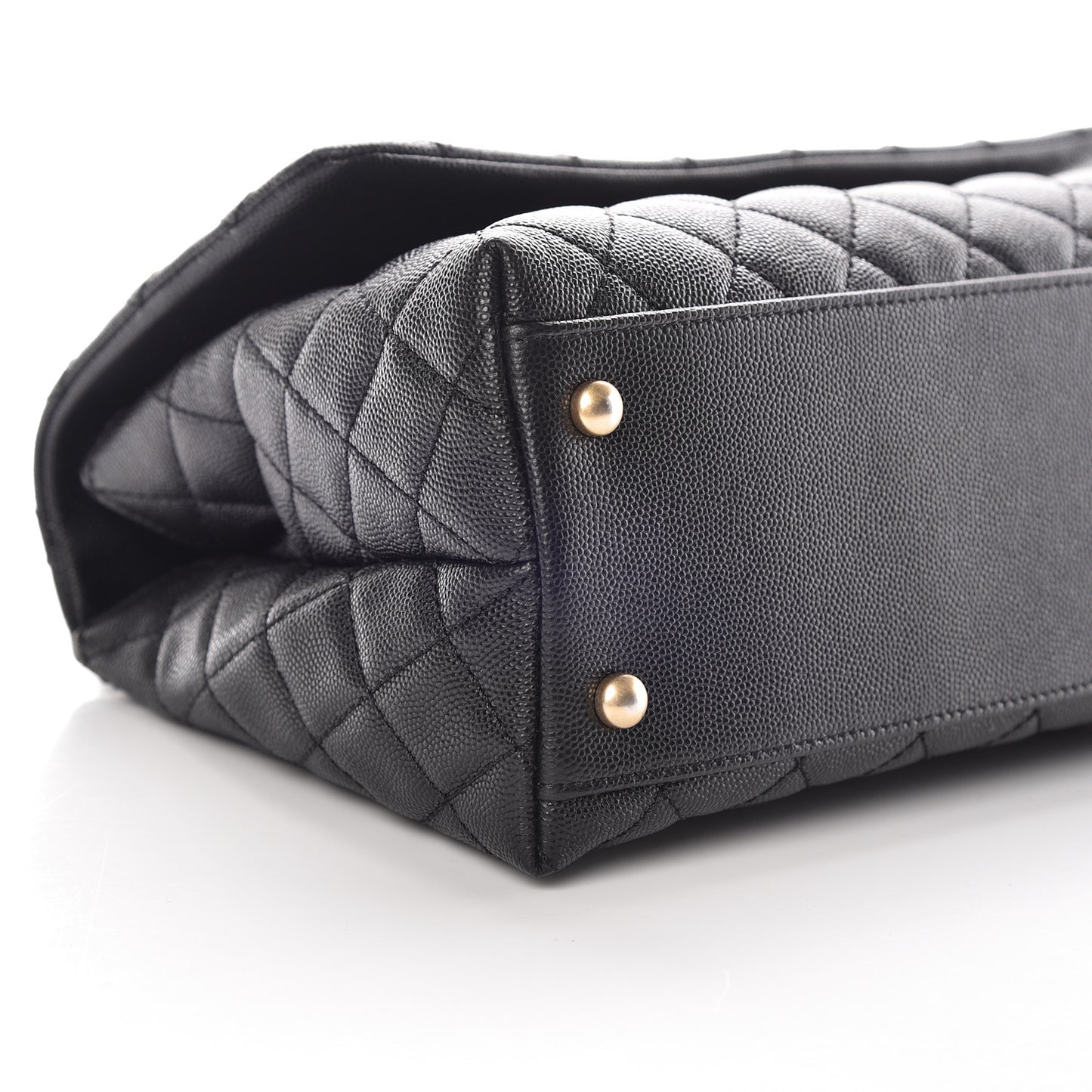 Caviar Lizard Embossed Quilted Small Coco Handle Flap Black