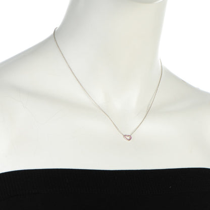 Tiffany 18K White Gold Pink Sapphire Metro Heart Pendant Necklace 2 of 6