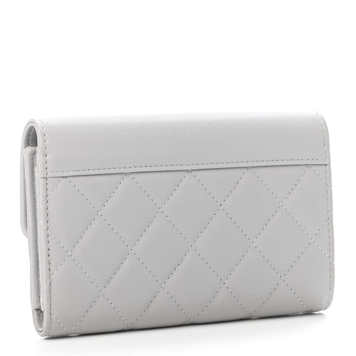 Chanel Lambskin Quilted CC Box Flap Wallet Grey 2 of 4