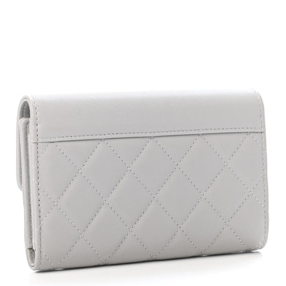 Chanel Lambskin Quilted CC Box Flap Wallet Grey 2 of 4