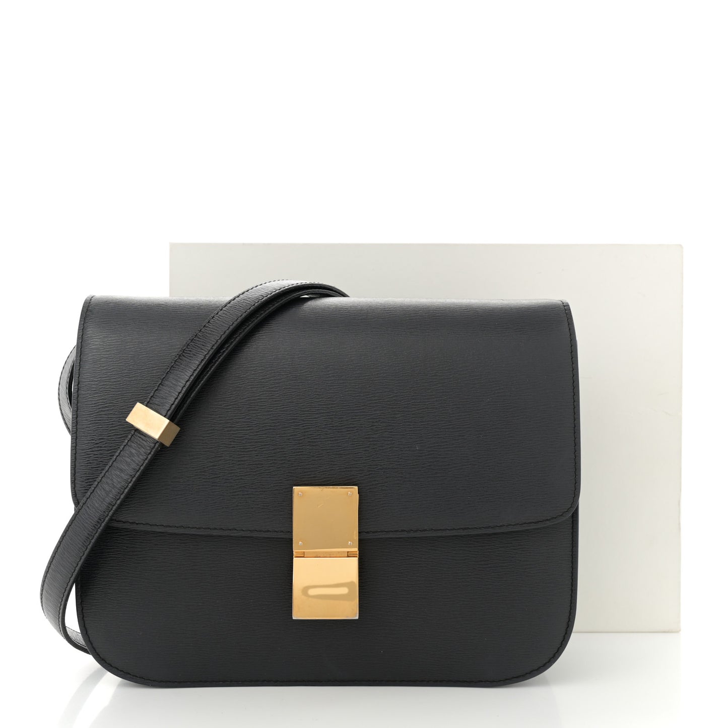 Liege Calfskin Medium Classic Box Flap Bag Black