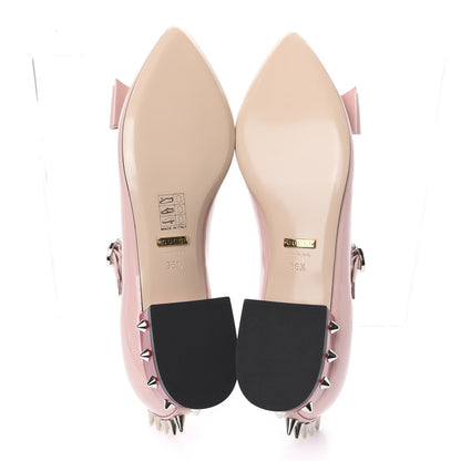 Gucci Patent Crystal GG Bow Sadie Spike Low Heel Ballerina Loafers 36.5 Perfect Pink 5 of 9