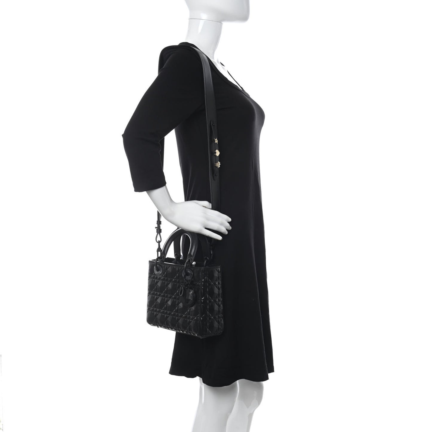 Calfskin Cannage Diamond Small My ABCDior Lady Dior Black