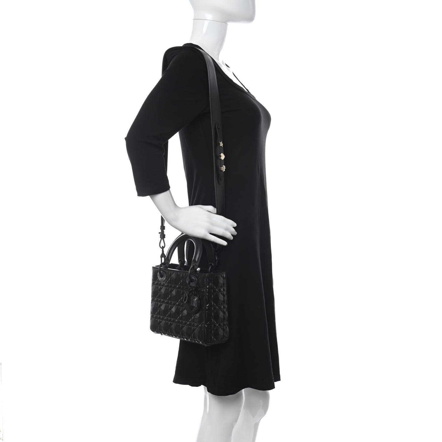 Christian Dior Calfskin Cannage Diamond Small My ABCDior Lady Dior Black 2 of 12