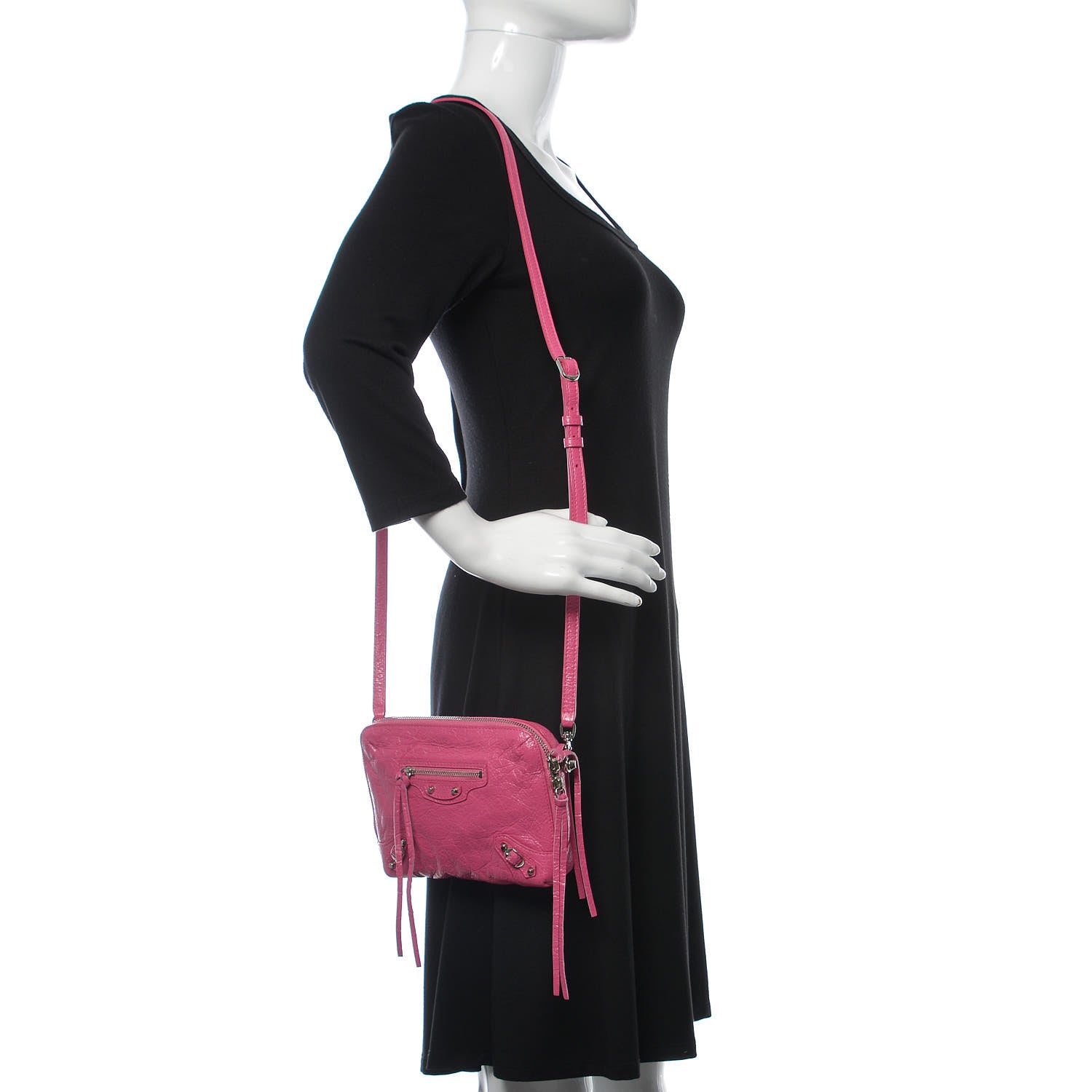 Balenciaga Agneau Arena Classic Silver Hardware XS Reporter Crossbody Rose Flamingo 2 of 8
