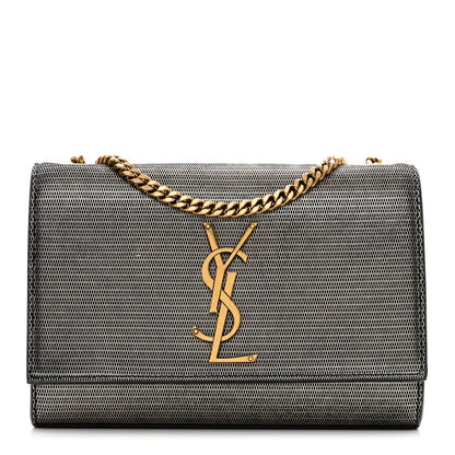 Saint Laurent Metallic Calfskin Small Monogram Kate Satchel Black Argento 1 of 9