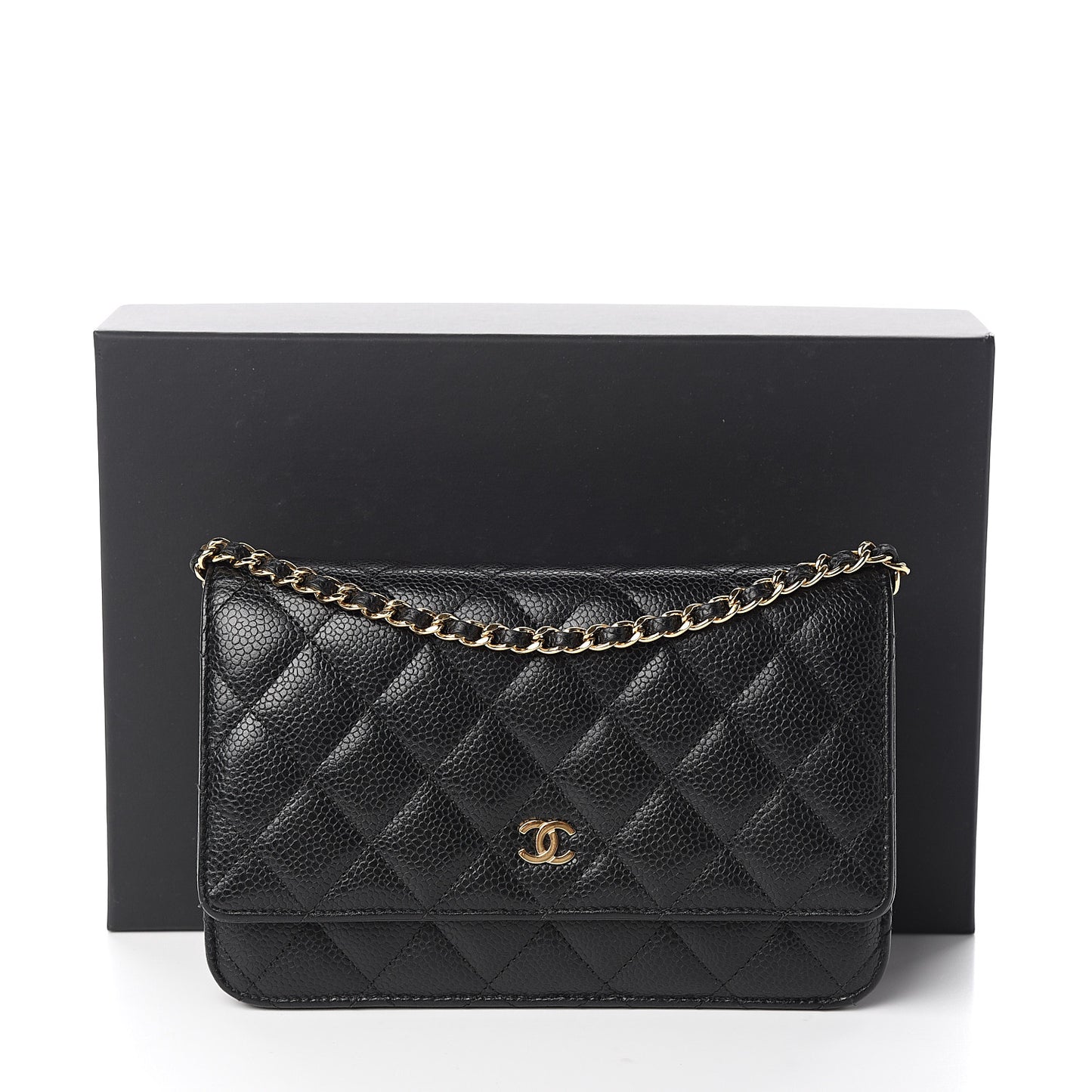 Caviar Quilted Wallet On Chain WOC Black