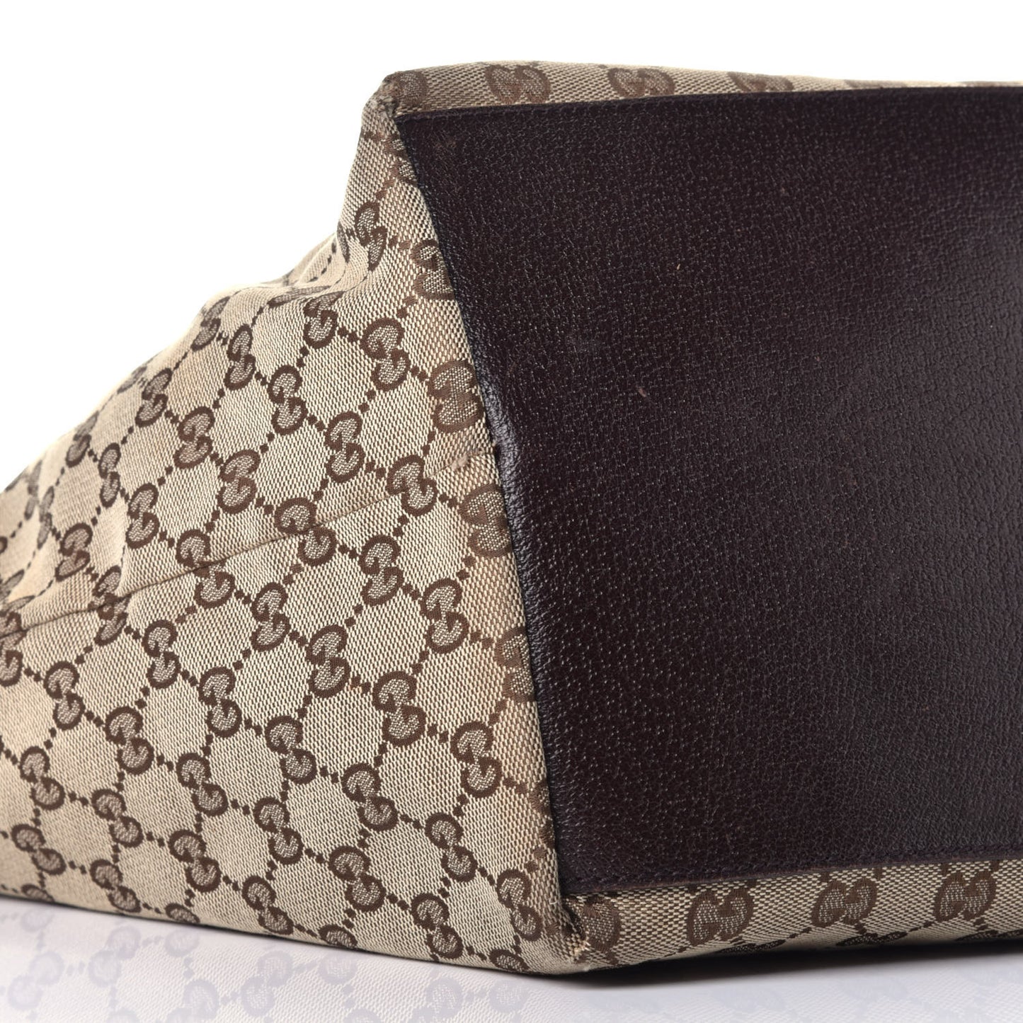 GG Monogram Medium Web Handle Bucket Tote Dark Brown