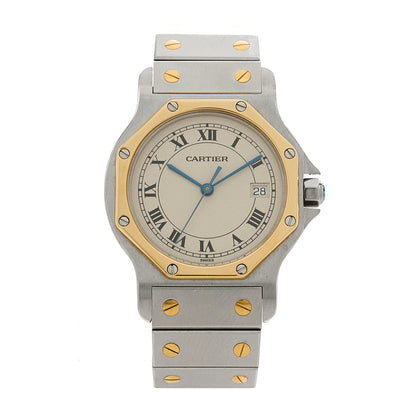 Cartier Stainless Steel 18K Yellow Gold 29mm Santos Octagon Quartz Watch 1 of 4